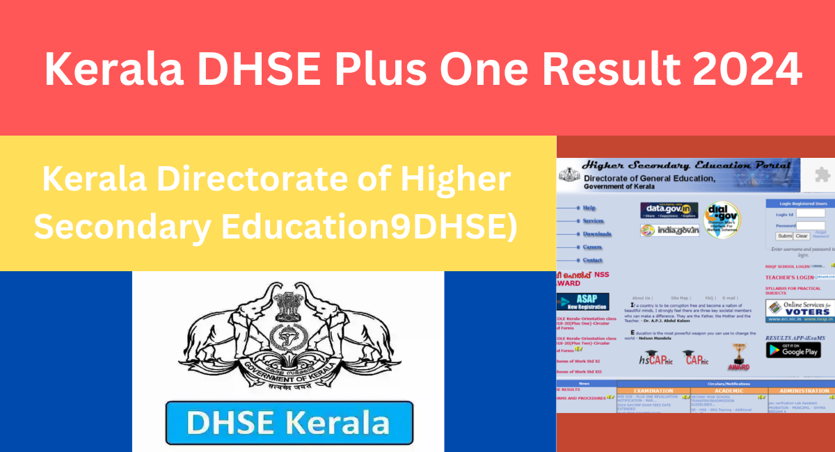 Kerala DHSE Plus One Result 2024 केरल डीएचएसई प्लस वन परिणाम 2024